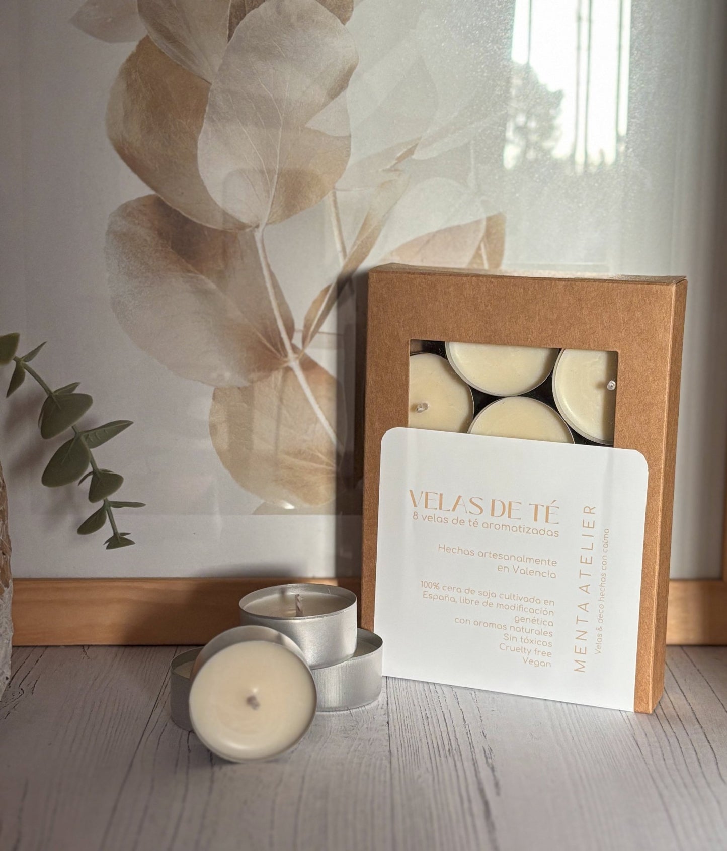 Caja de 8 velas de té - Menta Atelier