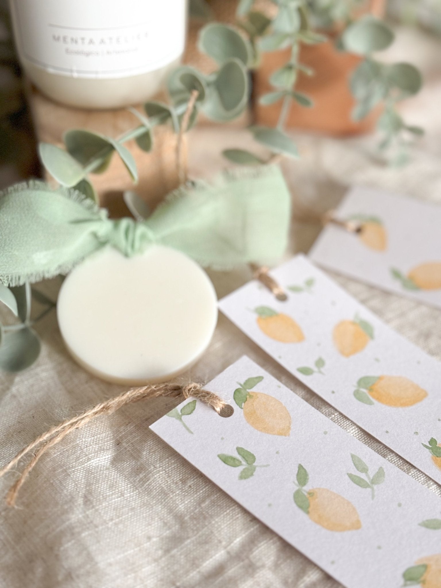 Ambientador Sólido de cera | lazo de muselina - Menta Atelier