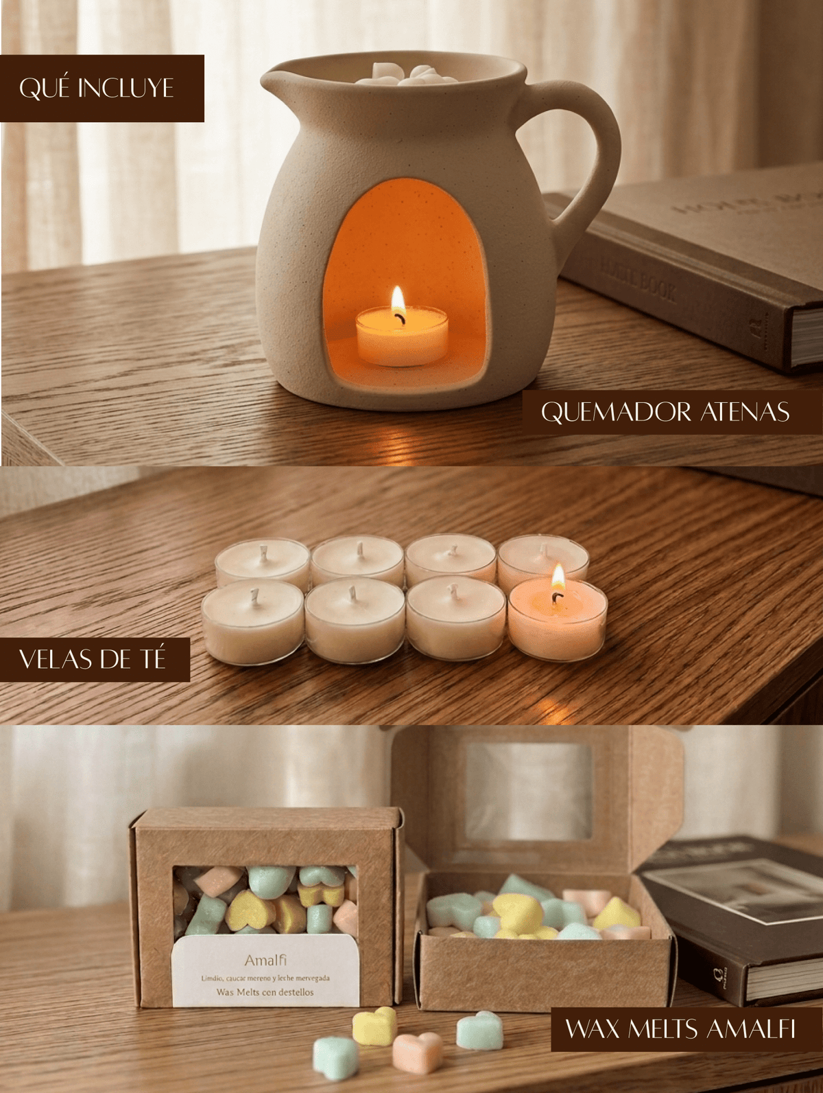 Pack de iniciación | Quemador + wax melts + velas de té - Menta Atelier