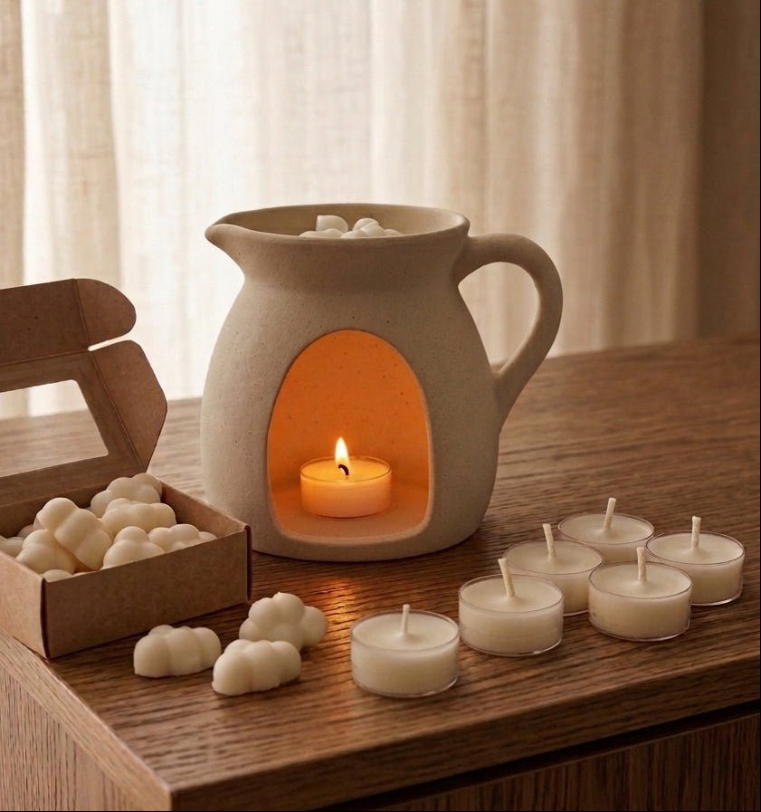 Pack de iniciación | Quemador + wax melts + velas de té - Menta Atelier