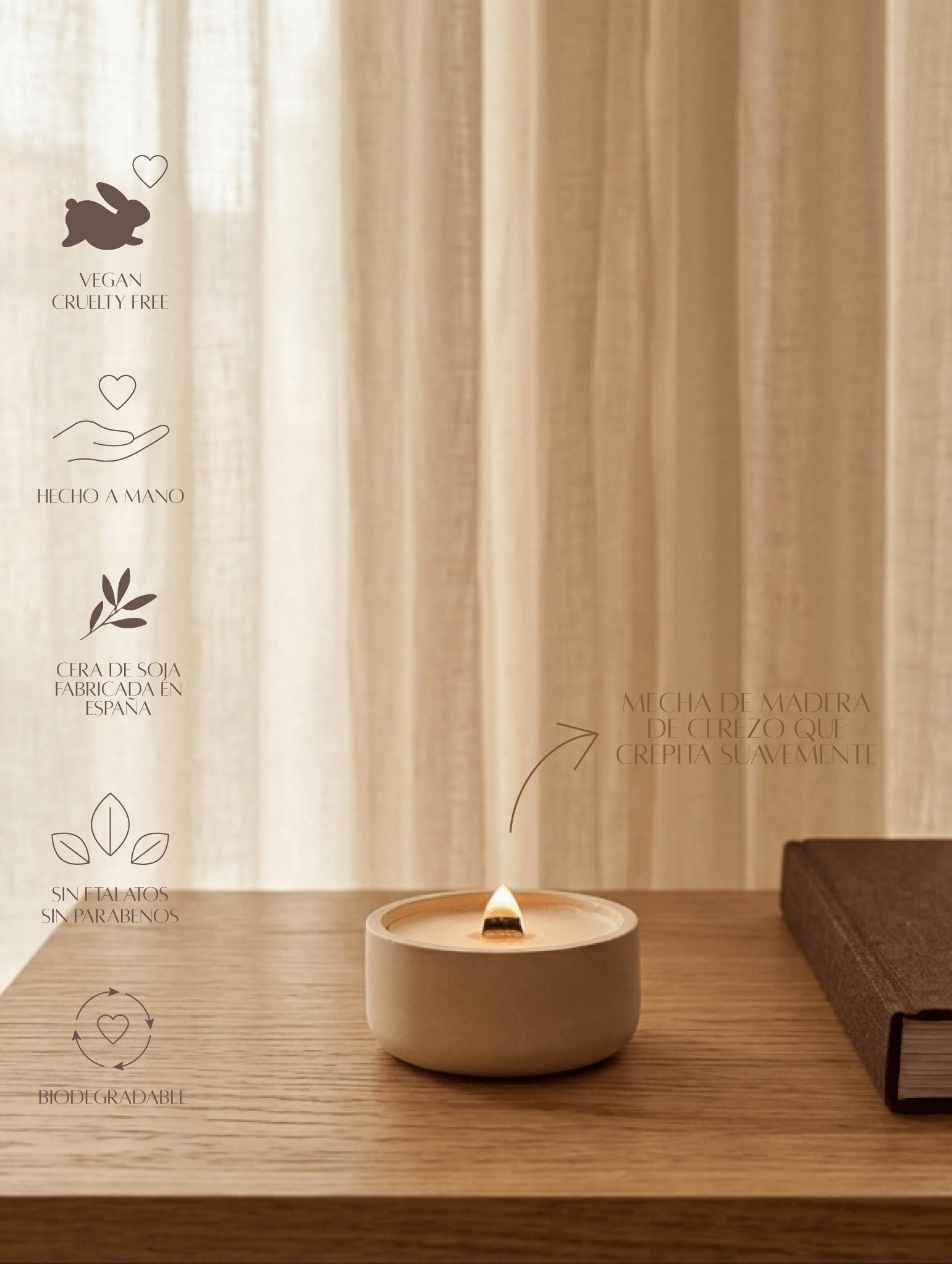 Vela aromática Amani | Bergamota, albahaca fresca y vetiver - Menta Atelier