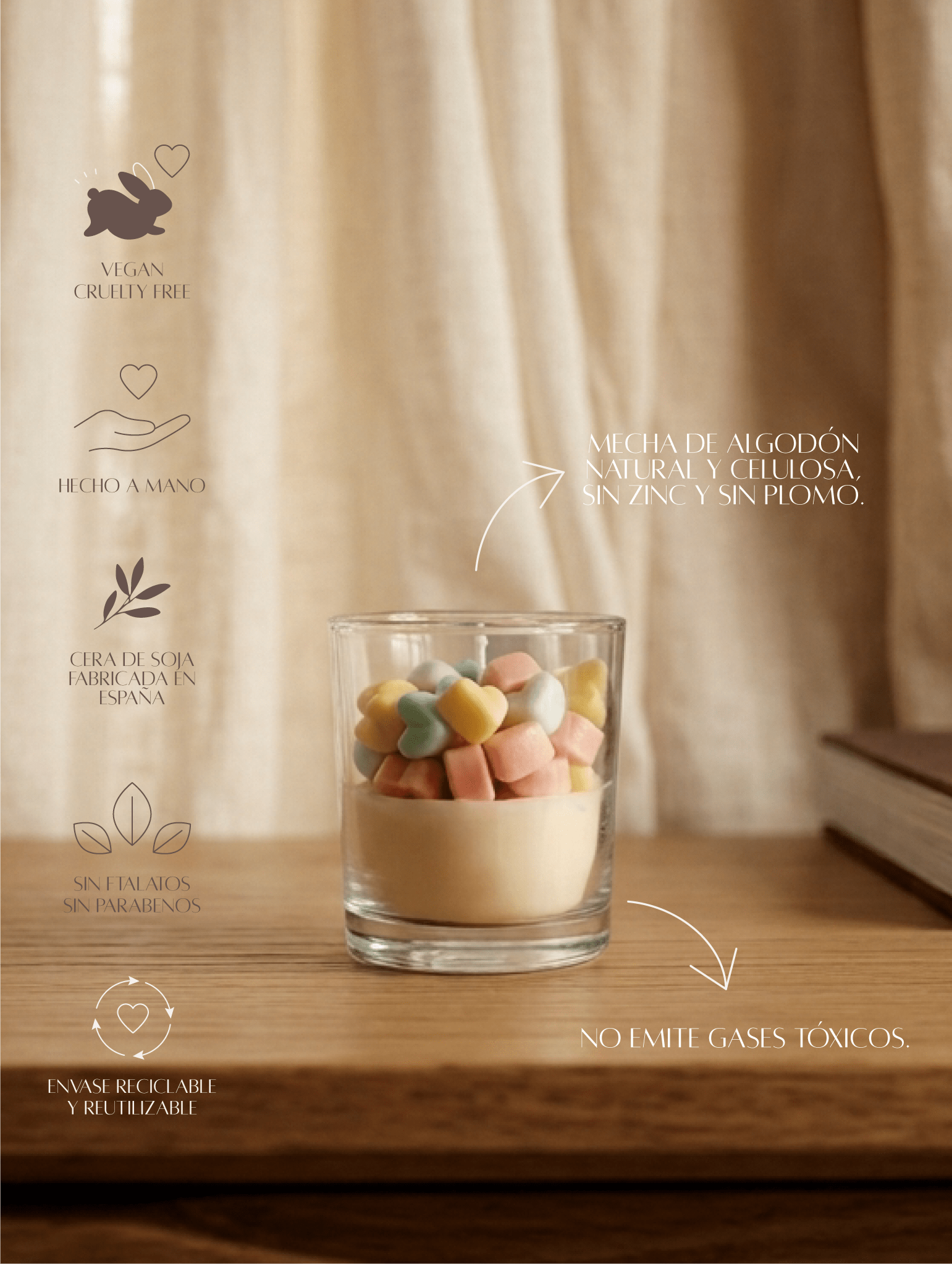 Vela Aromática Corazones - Menta Atelier