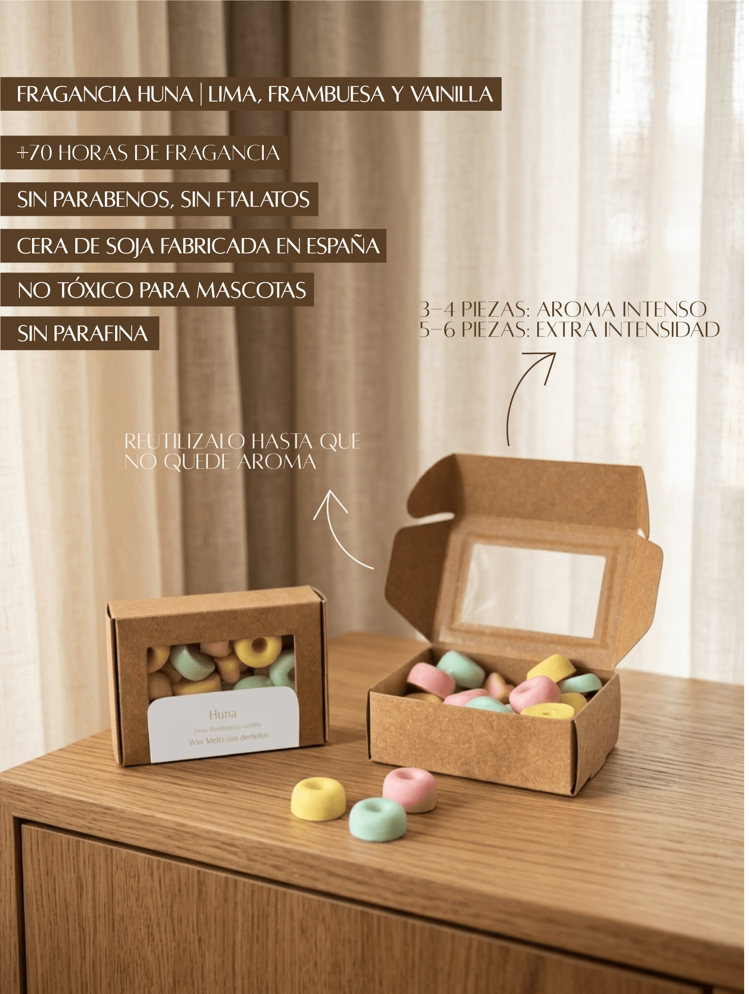 Wax melts Huna | Lima, frambuesa y vainilla - Menta Atelier